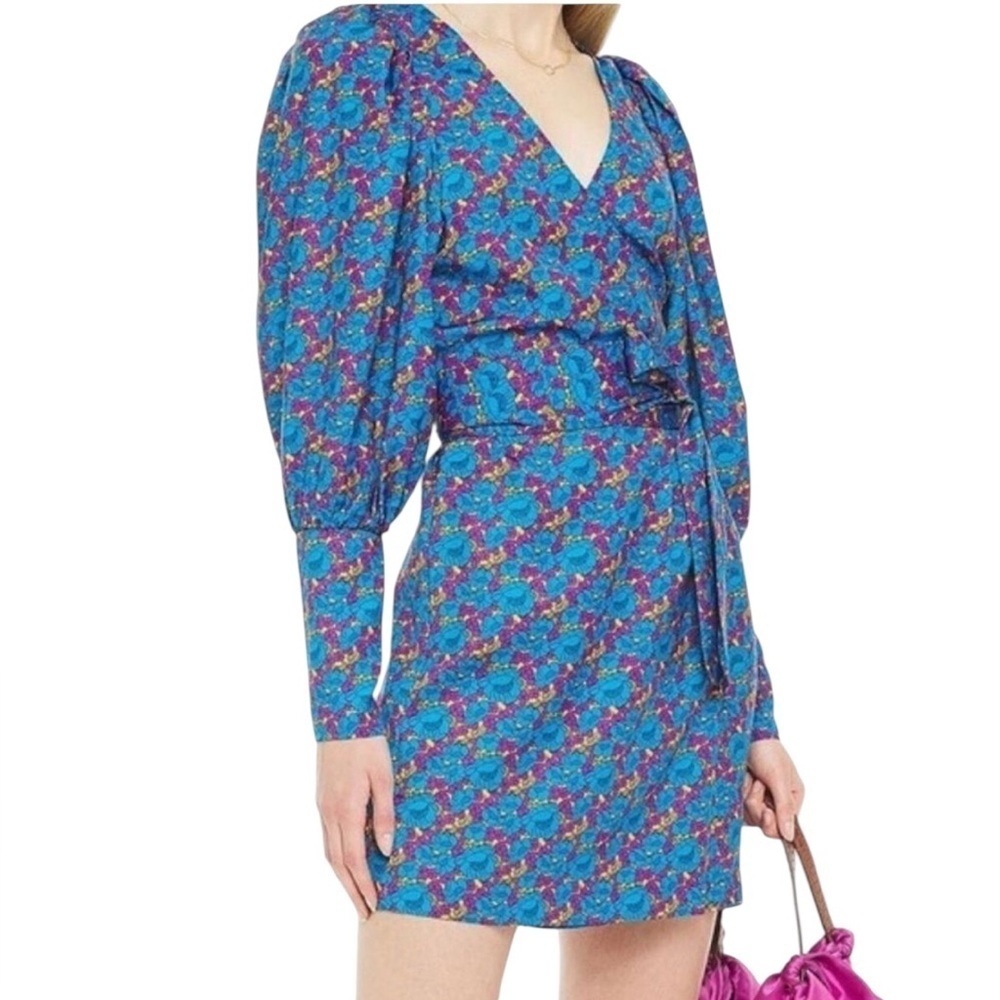 Rhode Frankie Wrap Dress in Blue Blossom